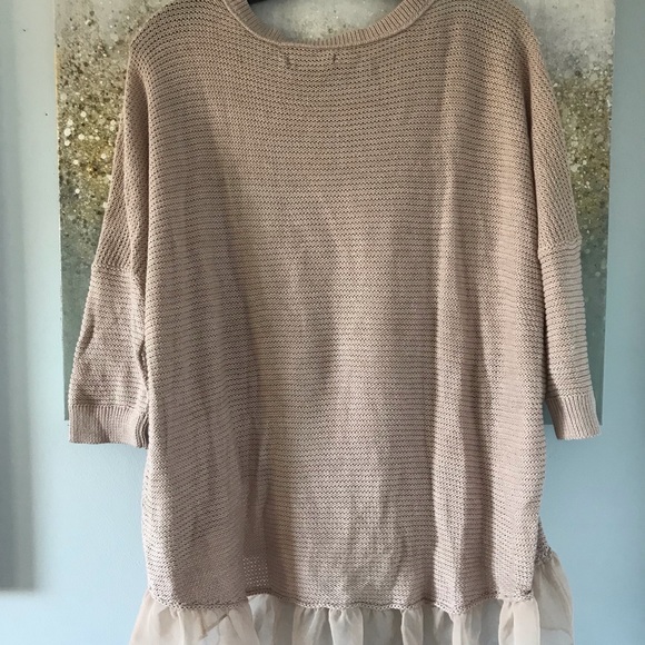 American Eagle Hi-Low Sweater with chiffon ruffle - Picture 5 of 7